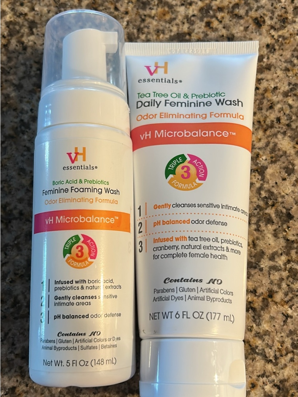 Essentials Daily Feminine Wash & Foaming Wash Duo - White with Orange Accents